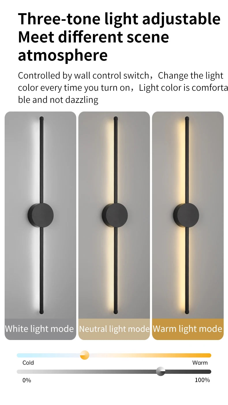 Modern Black I-Shaped LED Wall Lamp
