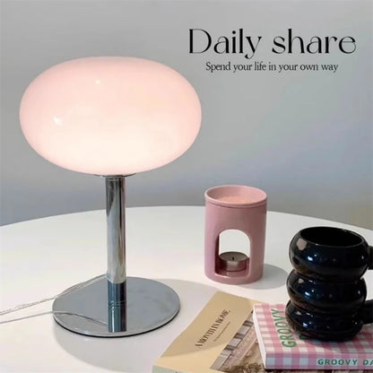 Mushroom Glow: Mid-Century Dimmable Table Lamp