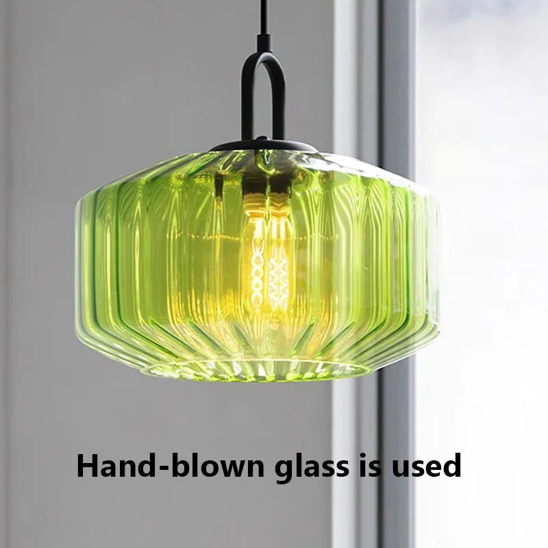 WADBTY Retro Color Glass Pendant Light