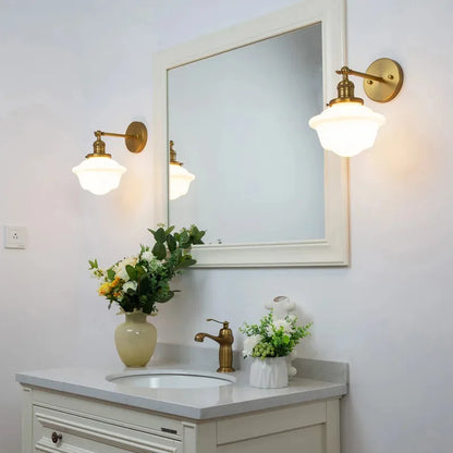 Rustic Vintage Wall Sconce with Milk Glass Shade