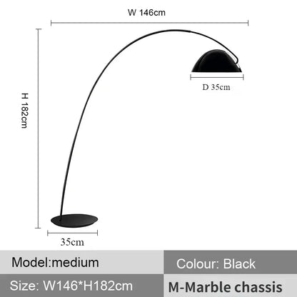 Arc Floor Lamp with Marble or Metal Base, Dimmable LED