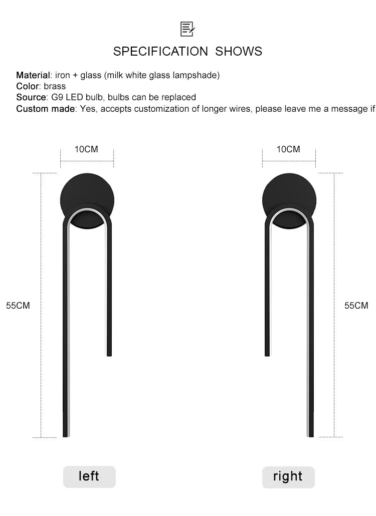 Minimalist Black LED Bedside Wall Sconce