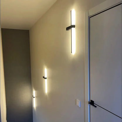Minimalist Long LED Black Wall Lights Bedroom Art Decorate Sconce