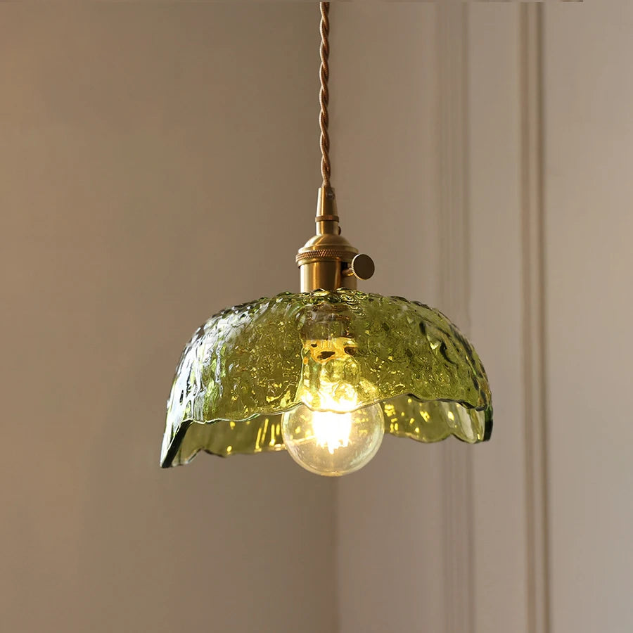 Green Glass Brass Pendant