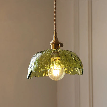Green Glass Brass Pendant