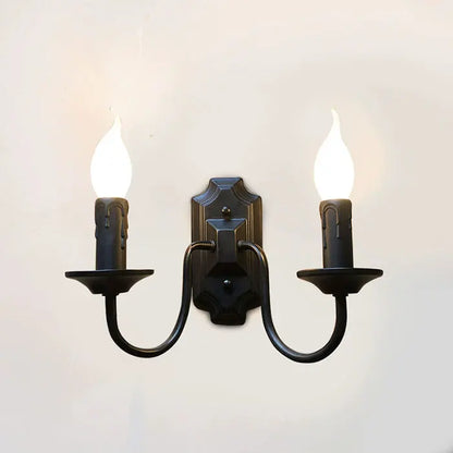 Retro Black Industrial Candle Wall Sconce Set
