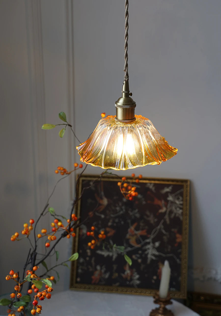 IWHD Nordic Vintage Copper Glass LED Pendant Light Fixtures