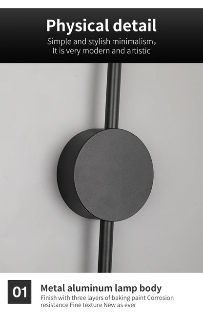 Modern Black I-Shaped LED Wall Lamp