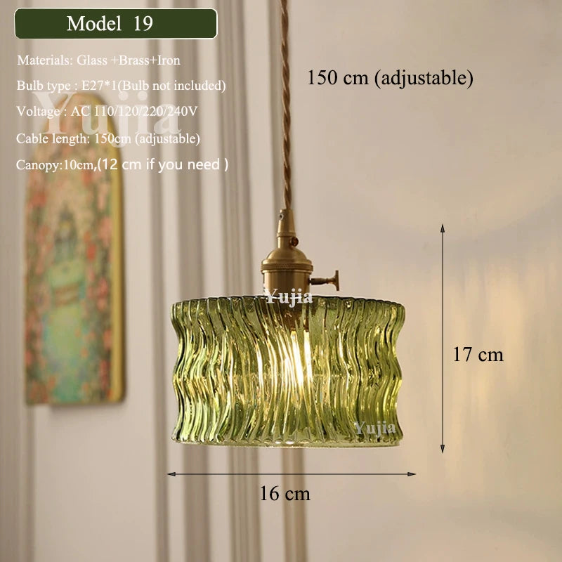 Green Glass Brass Pendant