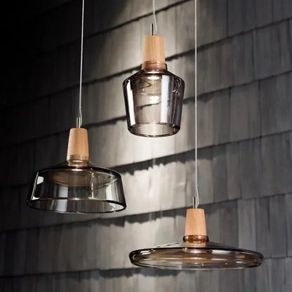 Glass Loft Industrial Wood Pendant Lights