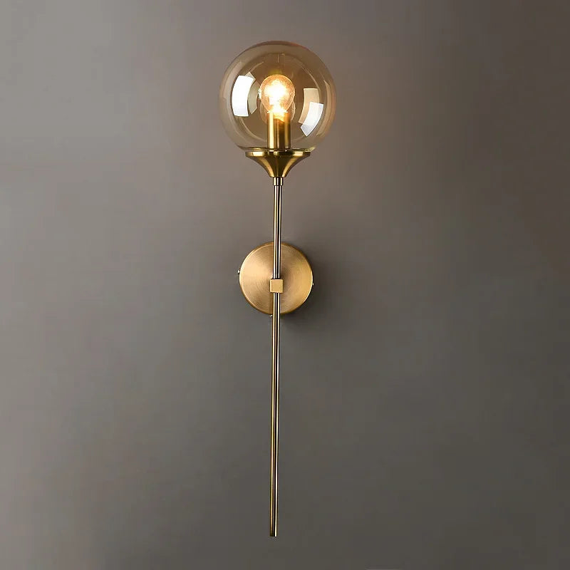 Gold Aura Round Glass Wall Sconce - Nordic Style