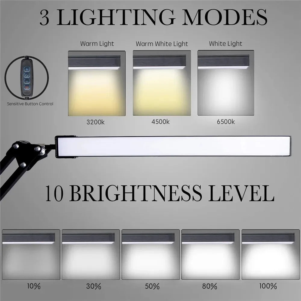 FlexiBright 10W Clamp LED Desk Lamp - Dimmable Light