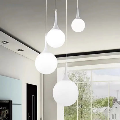 WADBTY White Glass Ball Pendant Lights