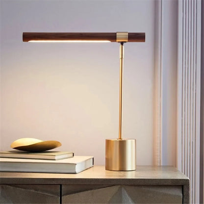 WoodGlow LED Desk Lamp: Modern Art & Eye Care