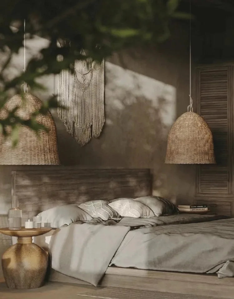 New Rattan Ceiling Chandelier Restaurant Retro Style Bar