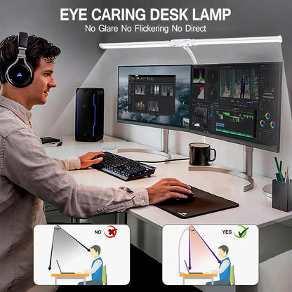 FlexiGlow LED Clamp Desk Lamp - 3 Modes & Dimmable