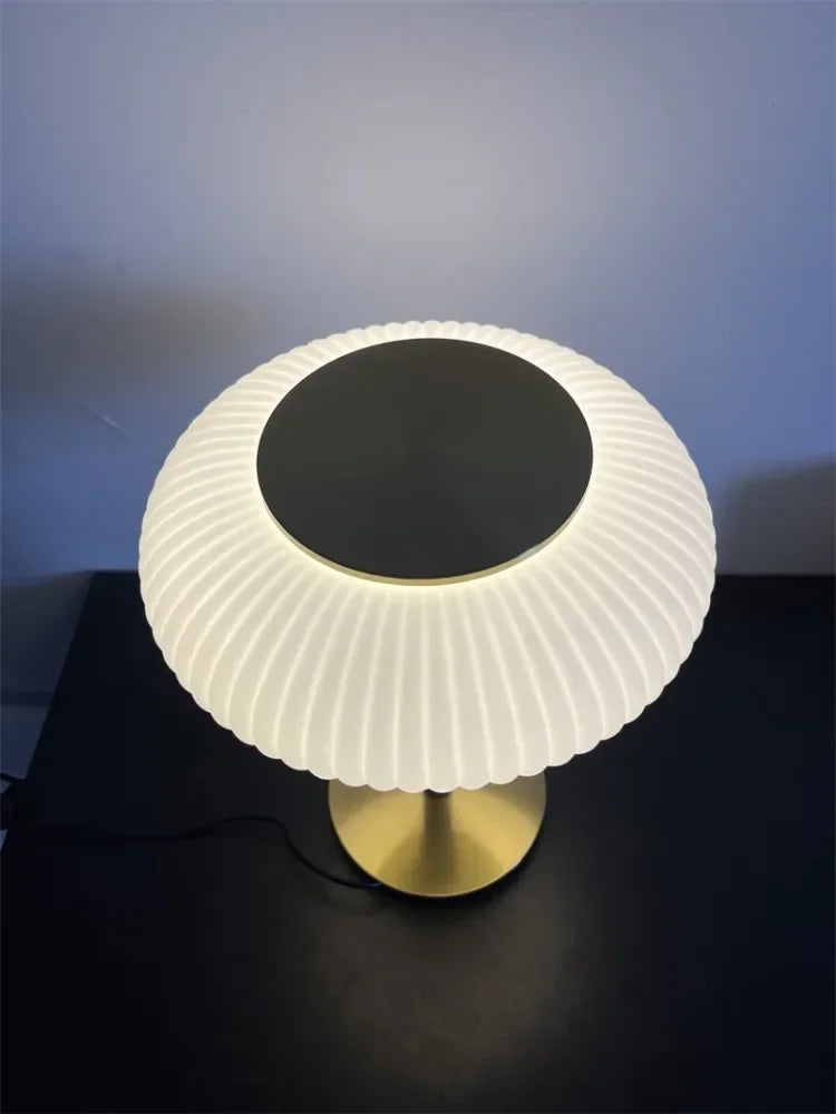 Nordic Glow: Retro White Glass LED Desk Lamp