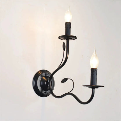 Retro Black Industrial Candle Wall Sconce Set