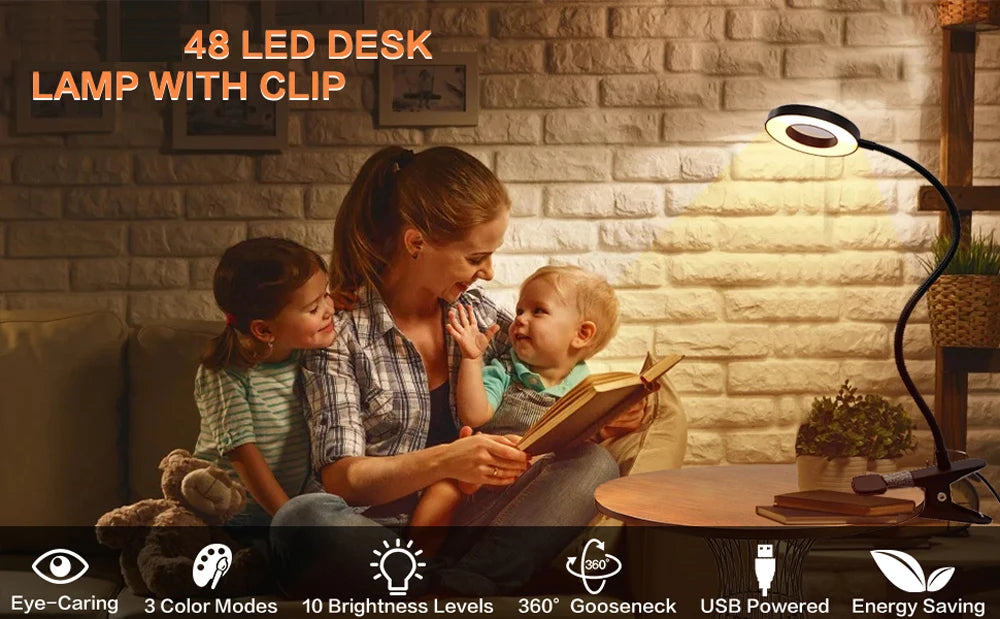 FlexiGlow 360° LED Clip-On Desk Lamp