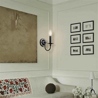 Retro Black Industrial Candle Wall Sconce Set