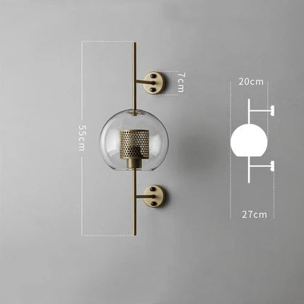 Golden Orb Modern Glass Wall Sconce Light Fixture