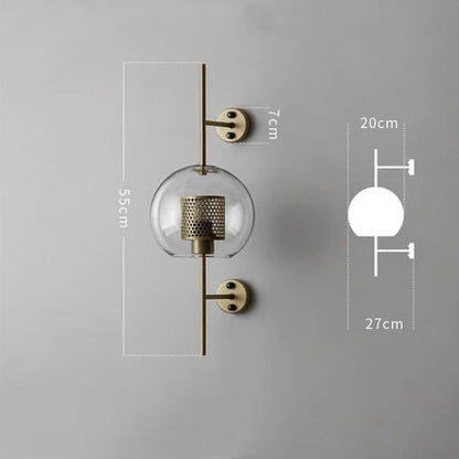 Golden Orb Modern Glass Wall Sconce Light Fixture