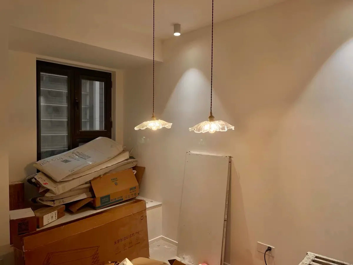IWHD Nordic Vintage Copper Glass LED Pendant Light Fixtures