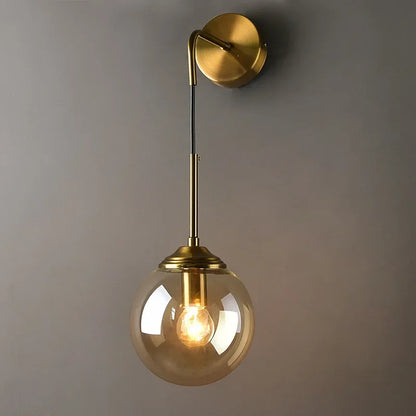 Gold Aura Round Glass Wall Sconce - Nordic Style