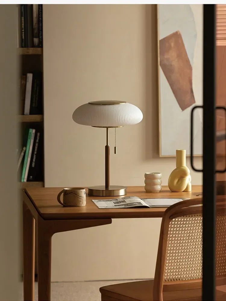 Nordic Glow: Retro White Glass LED Desk Lamp