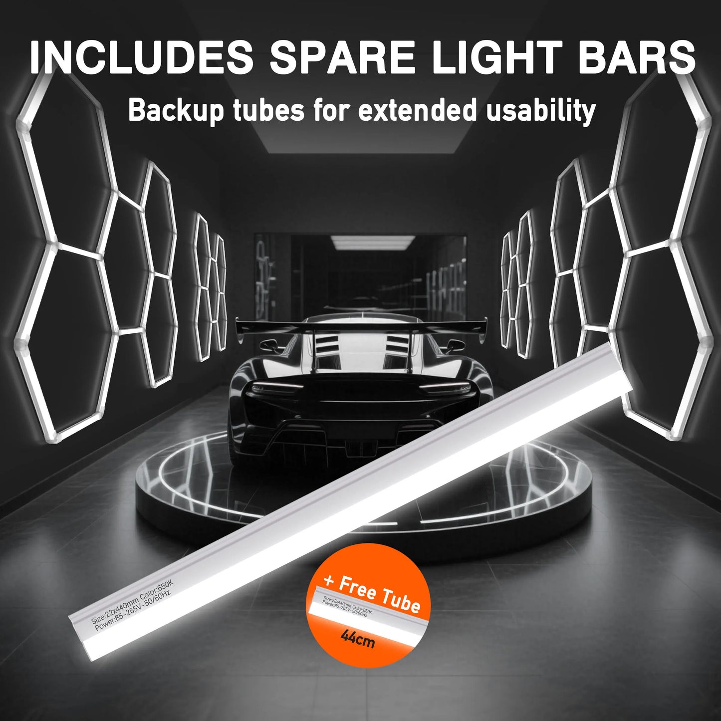 Hexagon LED Garage Light, 11-Grid 700W Honeycomb Kit with Frame