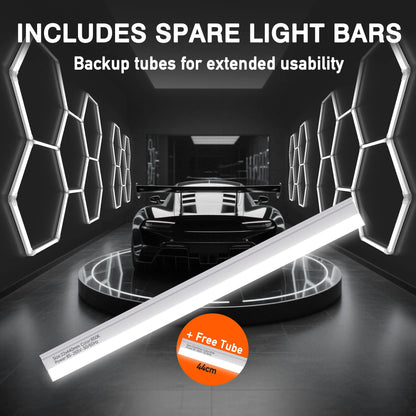 Hexagon LED Garage Light, 11-Grid 700W Honeycomb Kit with Frame