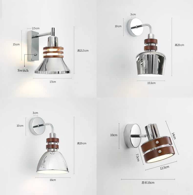 Retro Rotatable Wooden Wall Sconce Light
