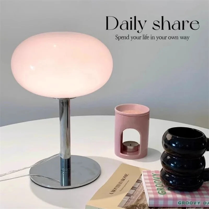 Mushroom Glow: Mid-Century Dimmable Table Lamp