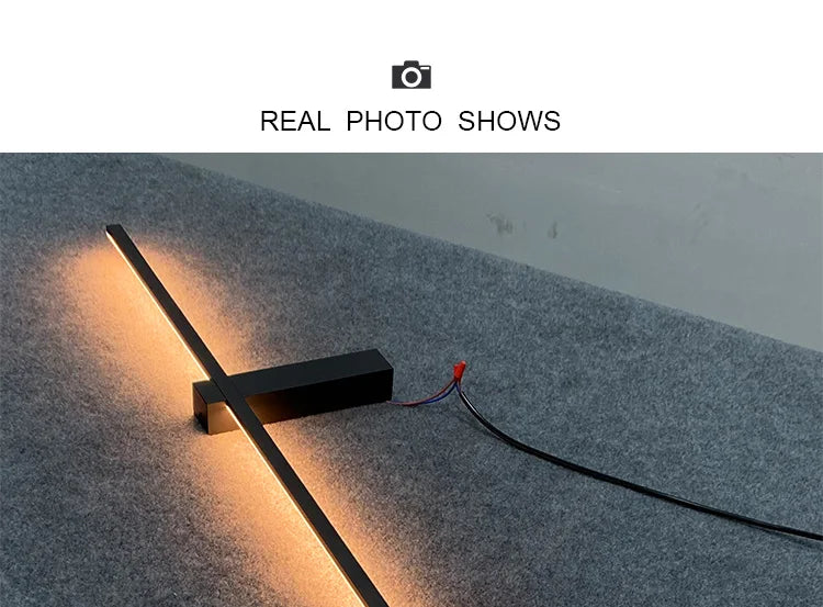 Minimalist Long LED Black Wall Lights Bedroom Art Decorate Sconce