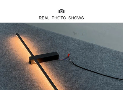 Minimalist Long LED Black Wall Lights Bedroom Art Decorate Sconce
