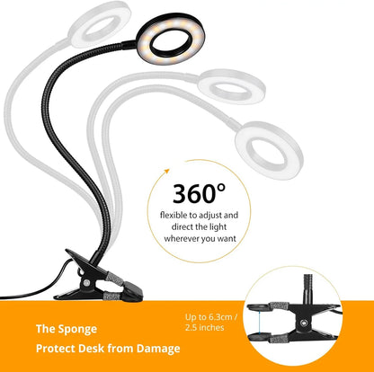 FlexiGlow 360° LED Clip-On Desk Lamp