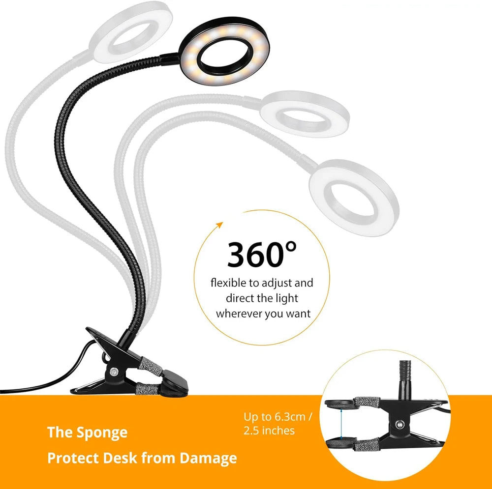 FlexiGlow 360° Clip-On LED Desk Lamp