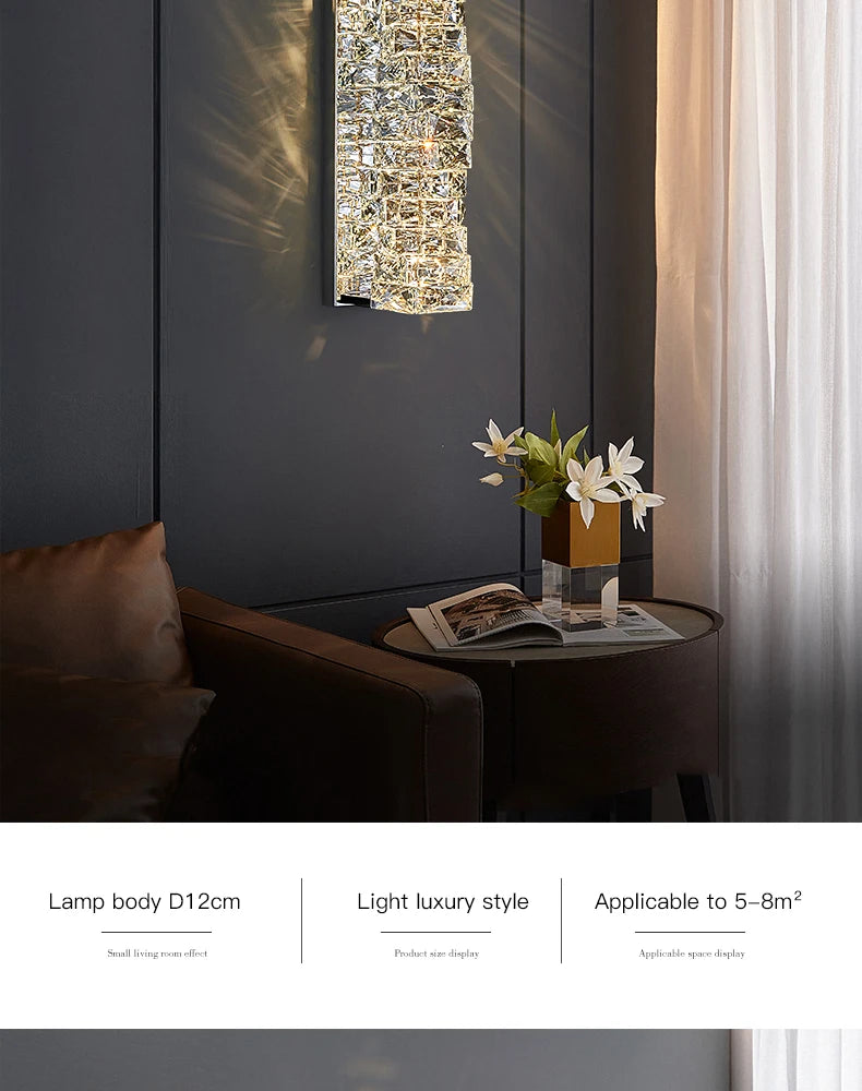 Elegant Crystal LED Wall Sconce for Luxe Interiors