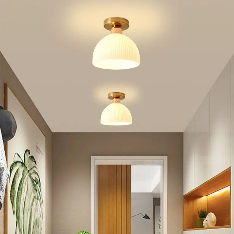 Ceramics Glass LED Corridor Ceiling Lamp
