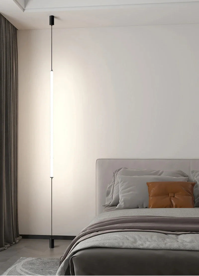 Hanging Floor Lamp Italy Design Black Long Linear Pendant Light