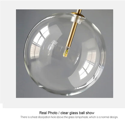 Nordic Chandeliers Lighting Clear Glass Ball Pendant Lights