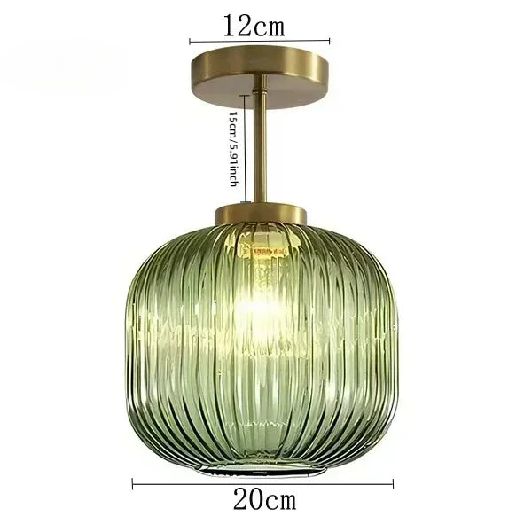 Retro Luxe Striped Lantern Ceiling Light Fixture