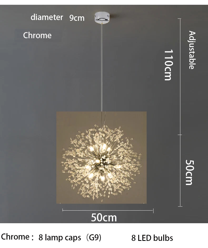 Dandelion Crystal LED Pendant