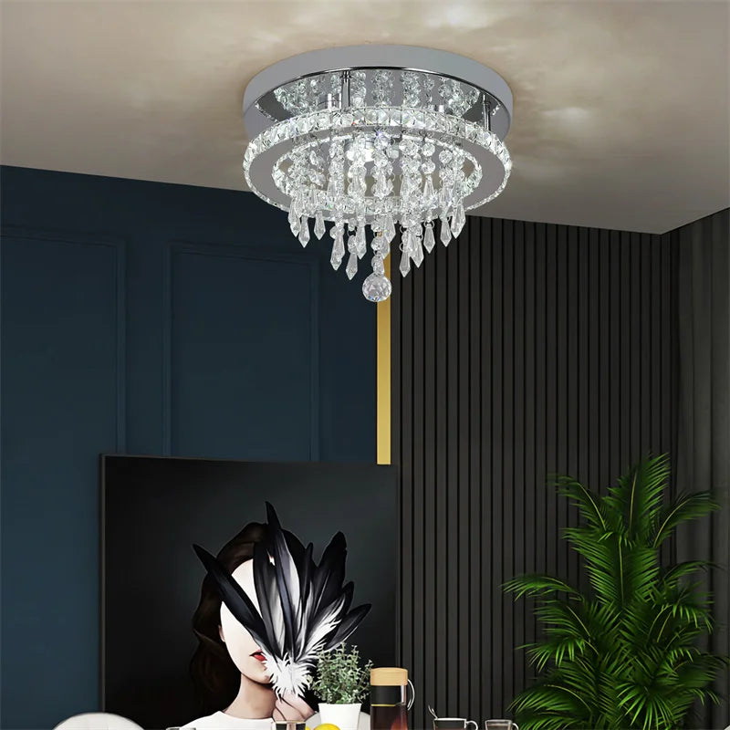 Crystal LED Flush Chandelier