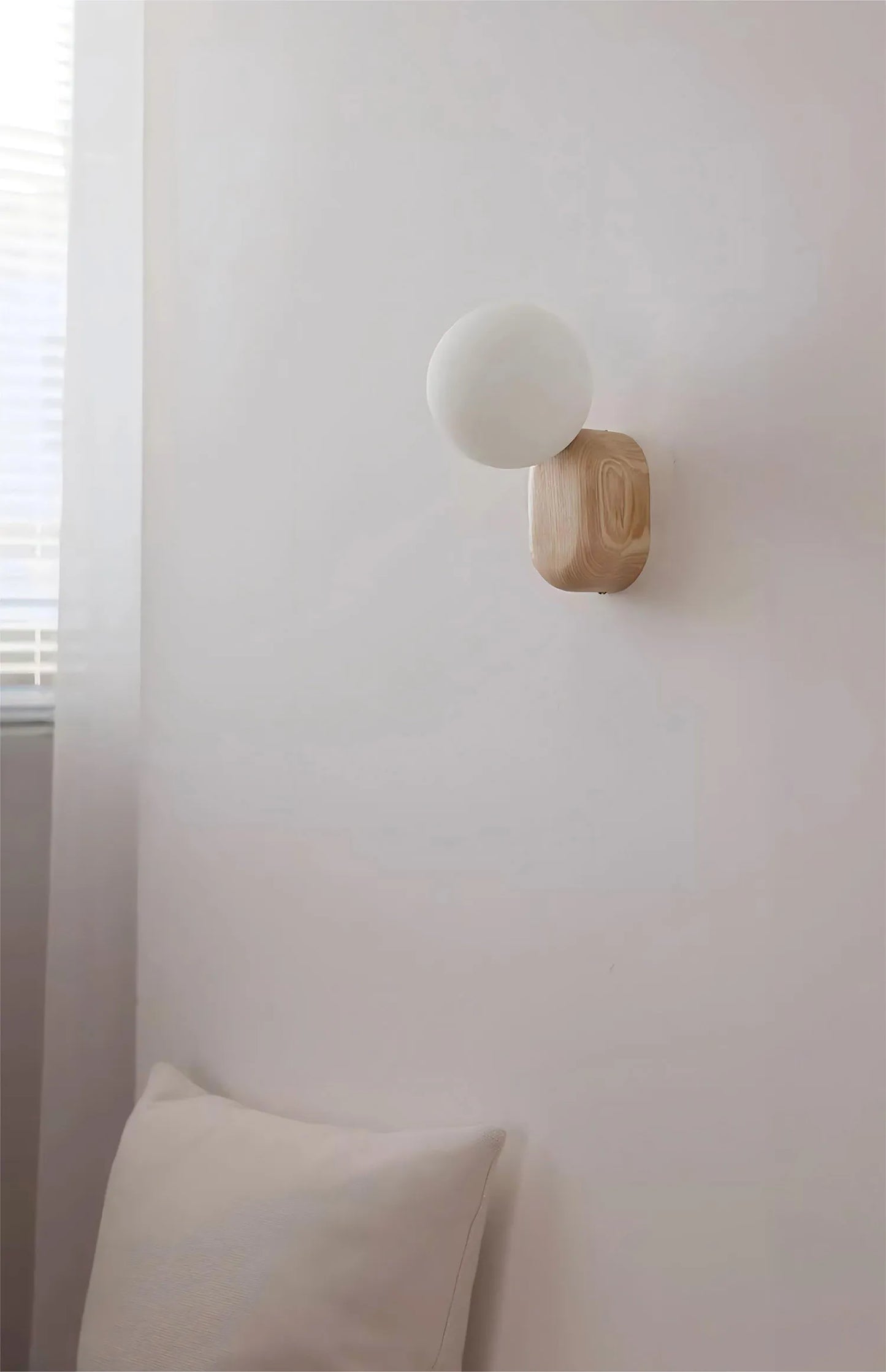 SphereGlow: Walnut Wabi-Sabi Wall Sconce Light