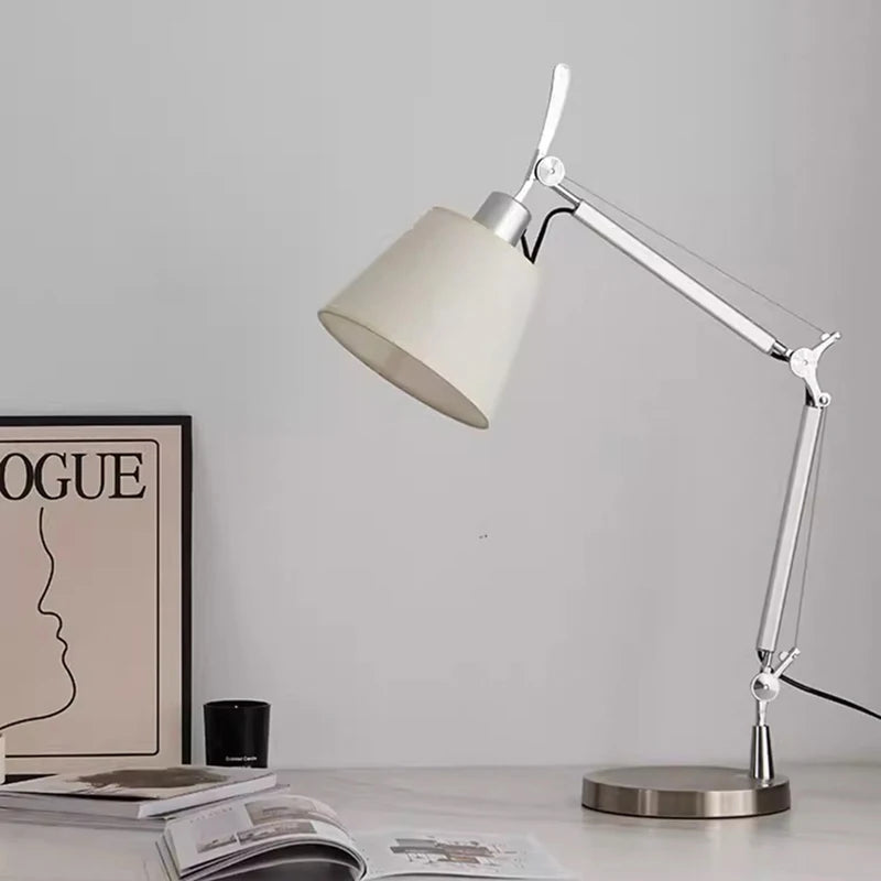 Elegant White Shade Table Lamp - Versatile Silver Design