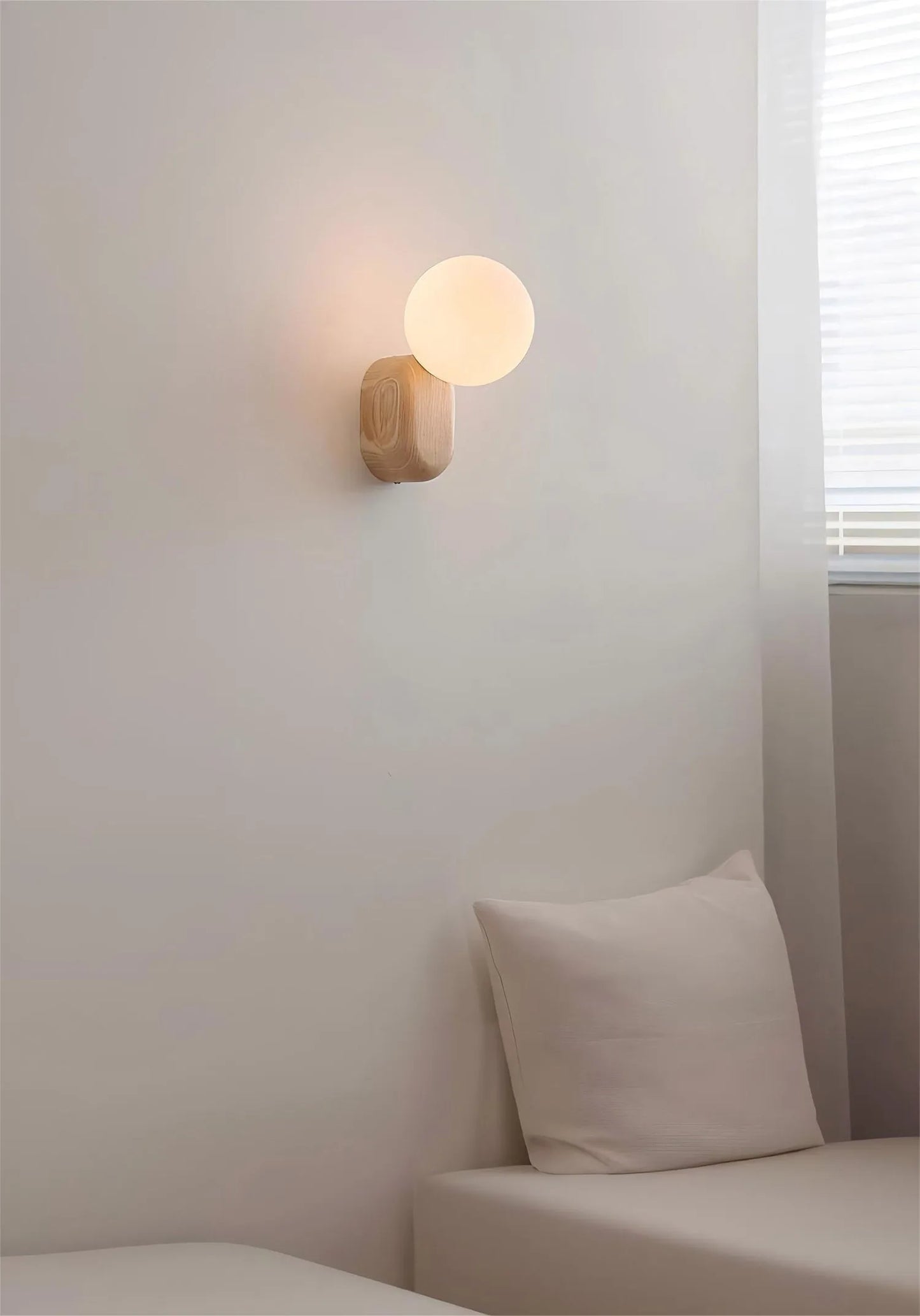 SphereGlow: Walnut Wabi-Sabi Wall Sconce Light
