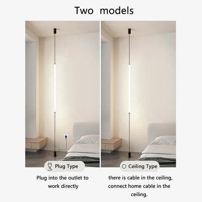 Hanging Floor Lamp Italy Design Black Long Linear Pendant Light