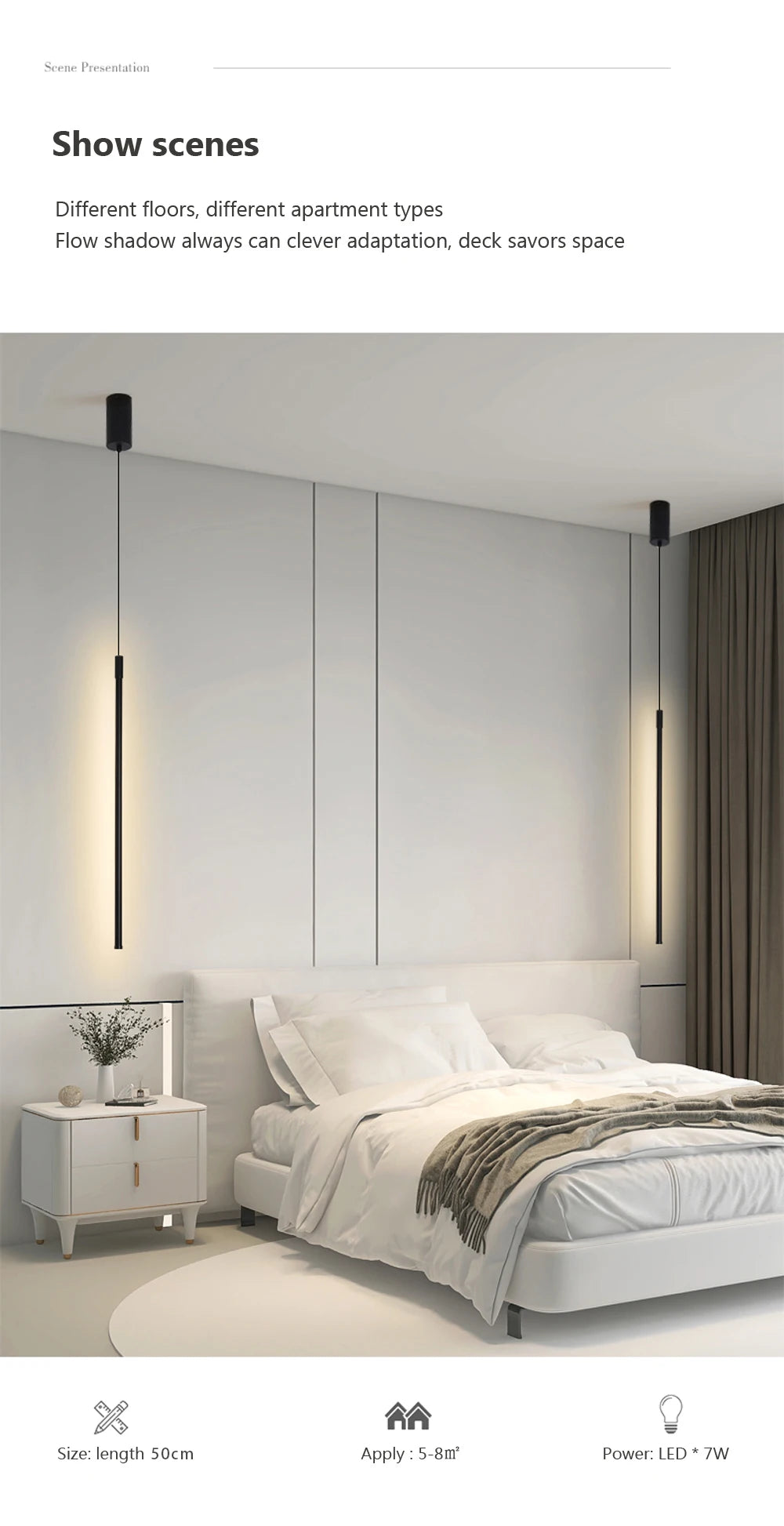 Modern LED Long Pendant Lights for Dining Room