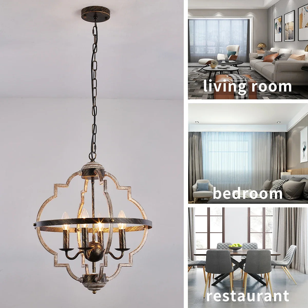 HOMEBLESS Rustic Farmhouse Metal Chandelier